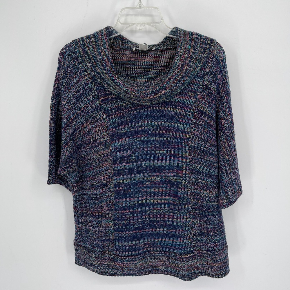 CJ Banks Women's Vintage Multicolor Space Dye Cowl Neck Dolman Sweater Size X